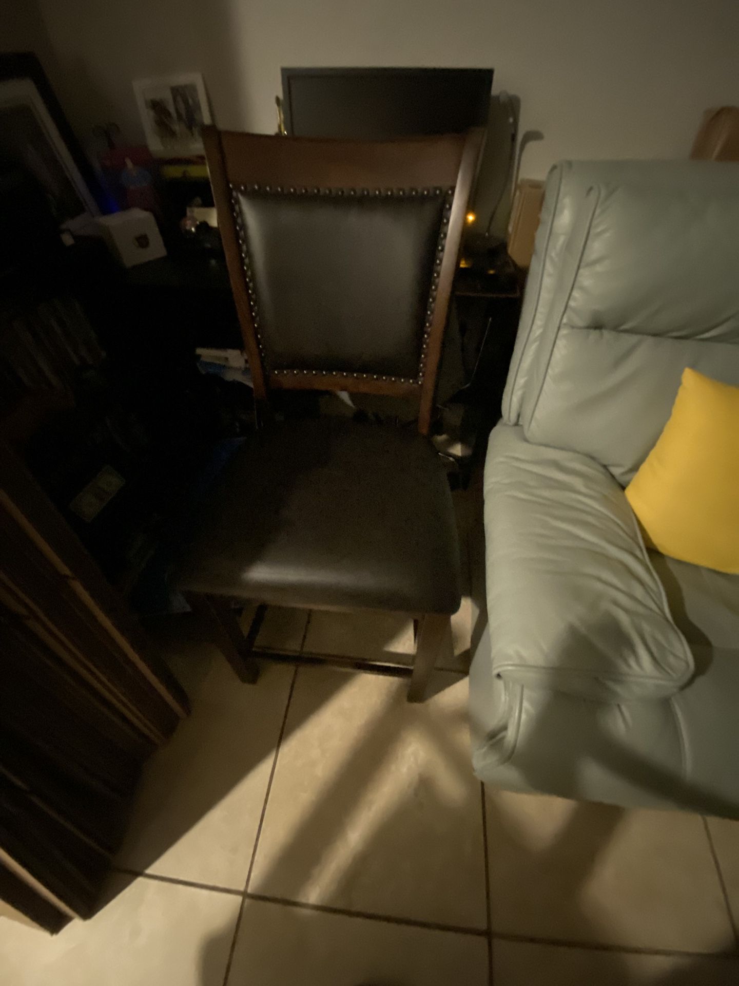 4 High Back Leather Dining Chairs (NEW)