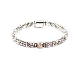 Lagos Caviar 925 750 Diamond X Two- Tone Bracelet