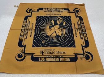 Vibrant polyester Los Angeles Rams commemorative flag has a double-sided design. One side features a Rams helmet and a Super Bowl LVI football on a gr