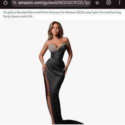 Strapless Beaded Mermaid Prom/formal Black Dress