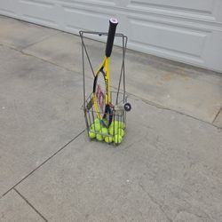 2 Racket Namebrand Plus Tennis Ball Iron Basket 