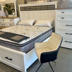 KING bed, Dresser, Mirror & Nightstand 