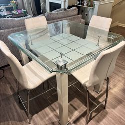 Beautiful White 5pc High Top Dining Set