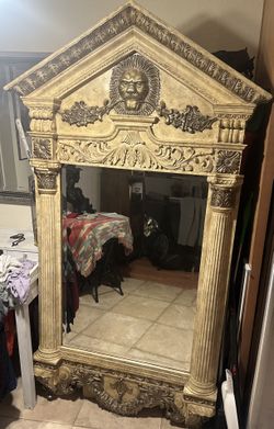Antique, Outdoor/indoor Lion Encrusted Mirror
