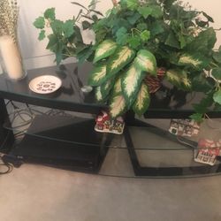 Long Wood And Glass Tv Stand  