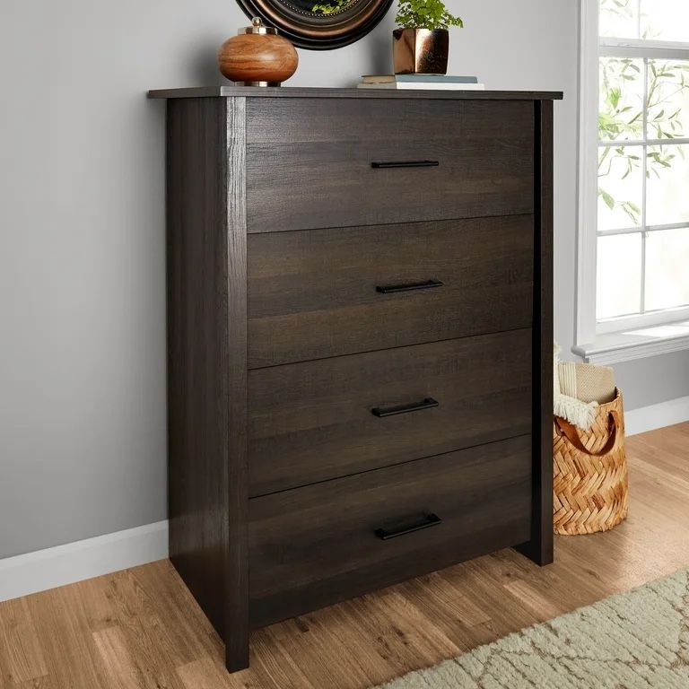 Mainstays Hillside 4-Drawer Dresser, Espresso Finish