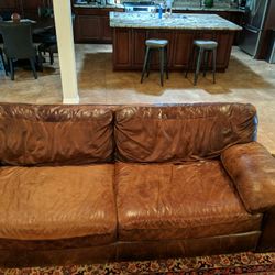 Set Of Italian Leather Couch & Sofa Low Profile