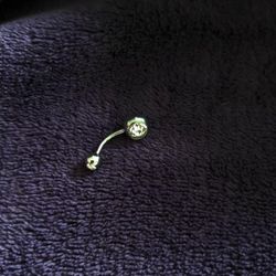 14 Gauge Belly Button Navel Ring Stainless Steel 12 mm Clear Cubic Zirconia 