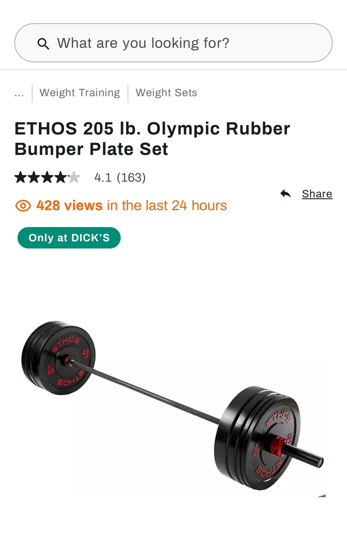 Ethos Weight Set (bar+250lbs Of Plates)