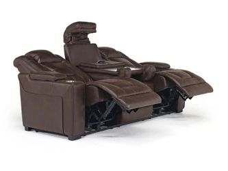 Brown Leather Power Recliners Home Theater Sofas