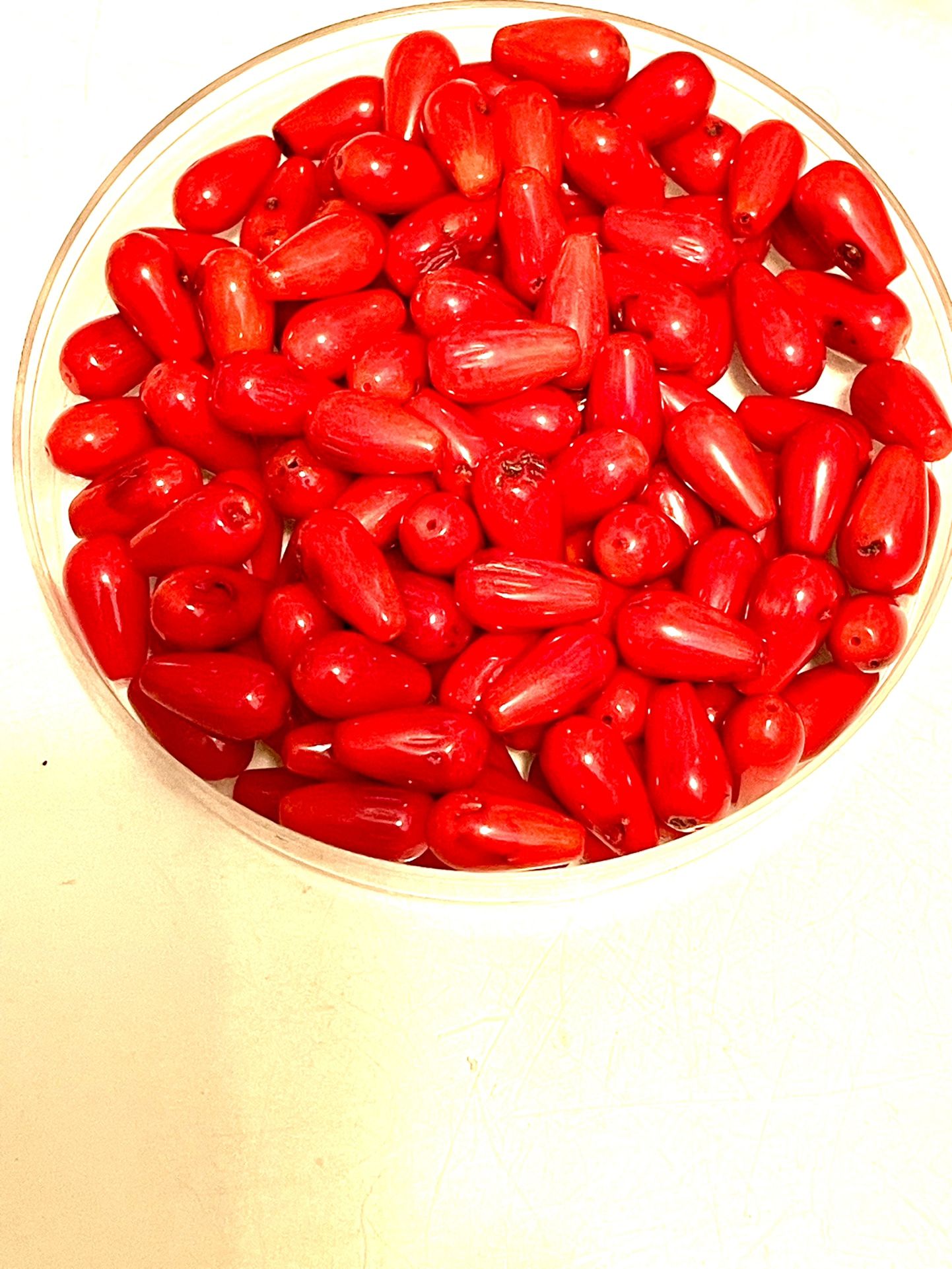 Strand Of Coral Teardrop Beads