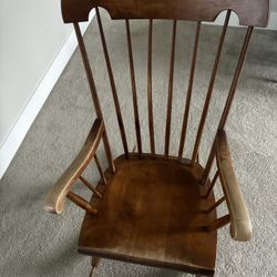 Brown Solid Wood Antique Rocking Chair In Decent Condition