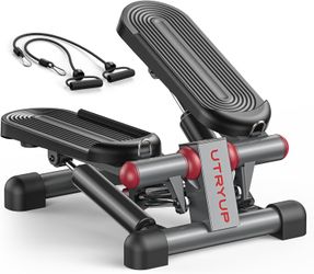 UTRYUP Mini Stepper for Home Exercise, Hydraulic Stair Stepper with Resistance Bands, LCD Monitor, 300 LBS Capacity UT-2433