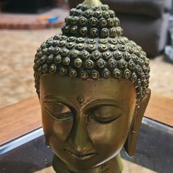 Vintage Brass Buddha Head Statue
