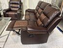 Two Tone Brown Reclining Sofa Set 3PCS Brand New In The Box 