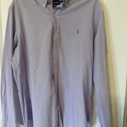 Polo Ralph Lauren Custom Fit Purple Gingham Button Down Shirt - Large