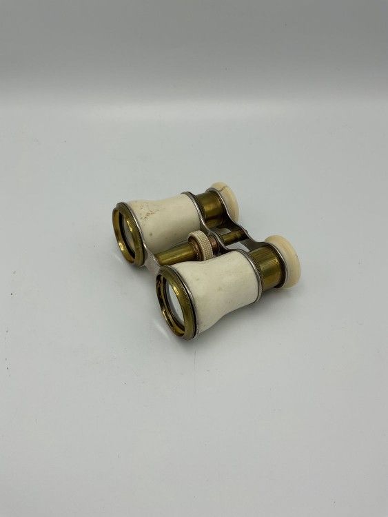 Brass & Ivory-Colored Antique Enamel Opera Glasses