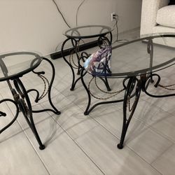 Set Of 3 Glass Coffee Tables 