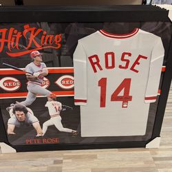 Pete Rose Custom Framed Signed Jersey