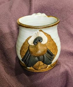 Ugly Face Mahon Stoneware Pottery 3D Mustache Mug