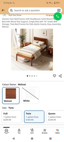 Giantex Twin Bed Frame with Headboard – Walnut