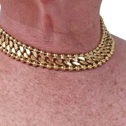 vintage panther link goldtone choker with lever clasp