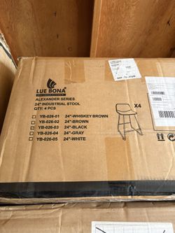 LUE BONA 24" Black Industrial Counter Bar Stools - Set of 4 (Alexander Series)