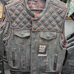Leather & DENIM MOTORCYCLE VEST $150 FIRM