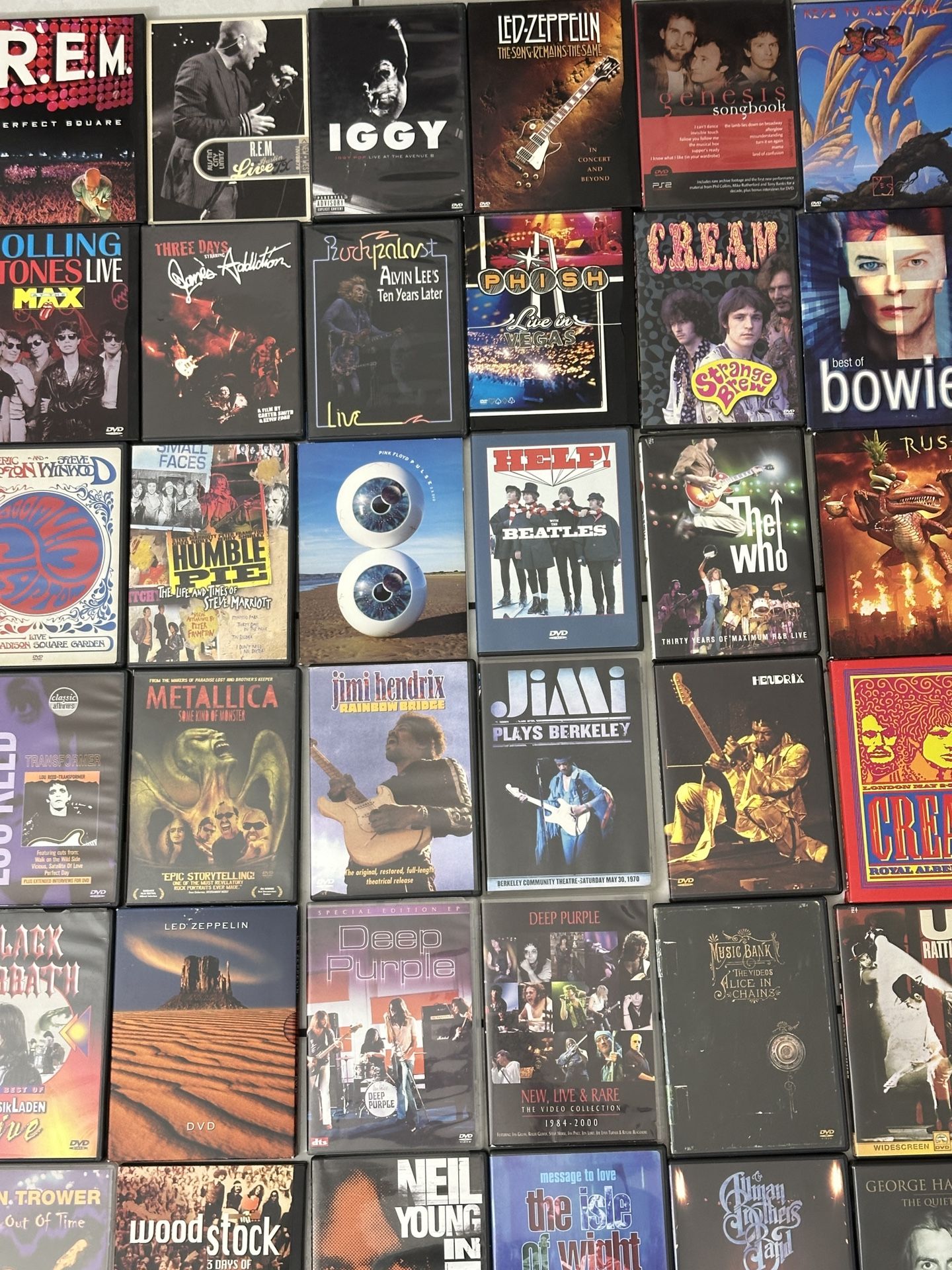 51 Music Concert DVDs Bundle Lot Alice in Chains Rolling Stones REM Jim Hendrix Bowie Beatles And More