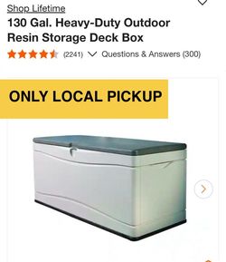 🌺 Lifetime 130 Gal. Heavy-Duty Outdoor Resin Storage Deck Box #2637