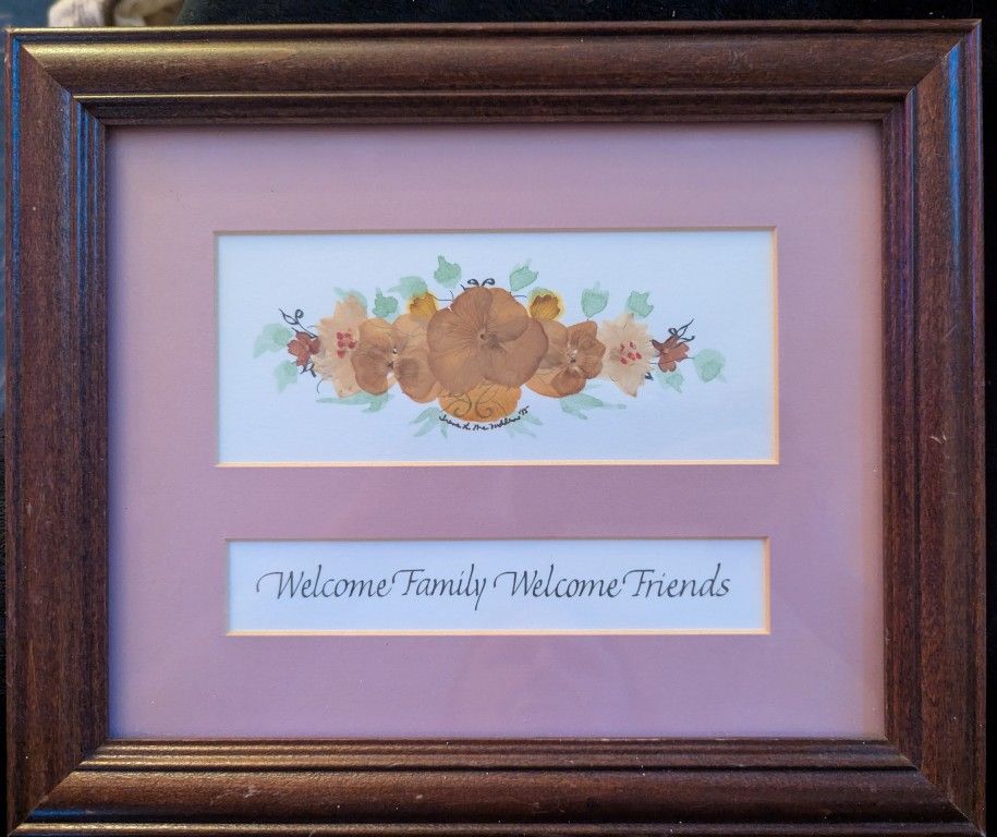 Welcome Family Welcome Friends Framed Pressed Flower Art