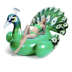 BRAND NEW IN BOX 2 PERSON PEACOCK FLOAT XL 77x60” SLOOSH BRAND 