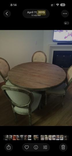 47” Round Rustic Wood Pedestal Dining Table – Seats 4