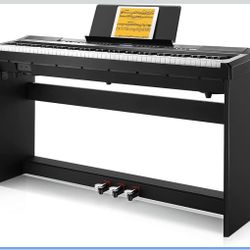 Donner DEP-20 Beginner Digital Piano 88 Key Full Size Weighted Keyboard, Portable Electric Piano with Furniture Stand, 3-Pedal Unit @Q4-74