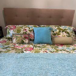 King size taupe suede headboard