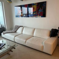 White Leather Sofa 