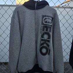 Y2k Ecko Unltd Hooded Jacket Mens Size Large Gray Black Logo