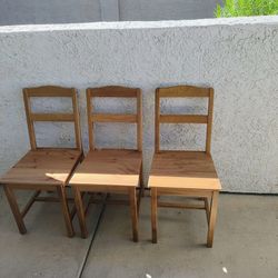 Three miniature Wood Chairs 