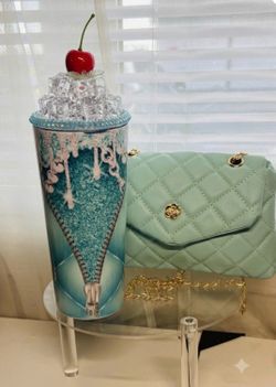Teal crossbody bag and Tumbler Set