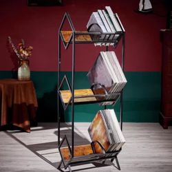3 Tier Vinyl Record Album Storage Rack Shelf
