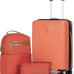 Luggage Sets,Suitcases with Wheels, Hardshell Suitcase Set, PP Carry on Luggage Set with TSA Lock, Travel Luggage (Tangerine, Backpack Type)