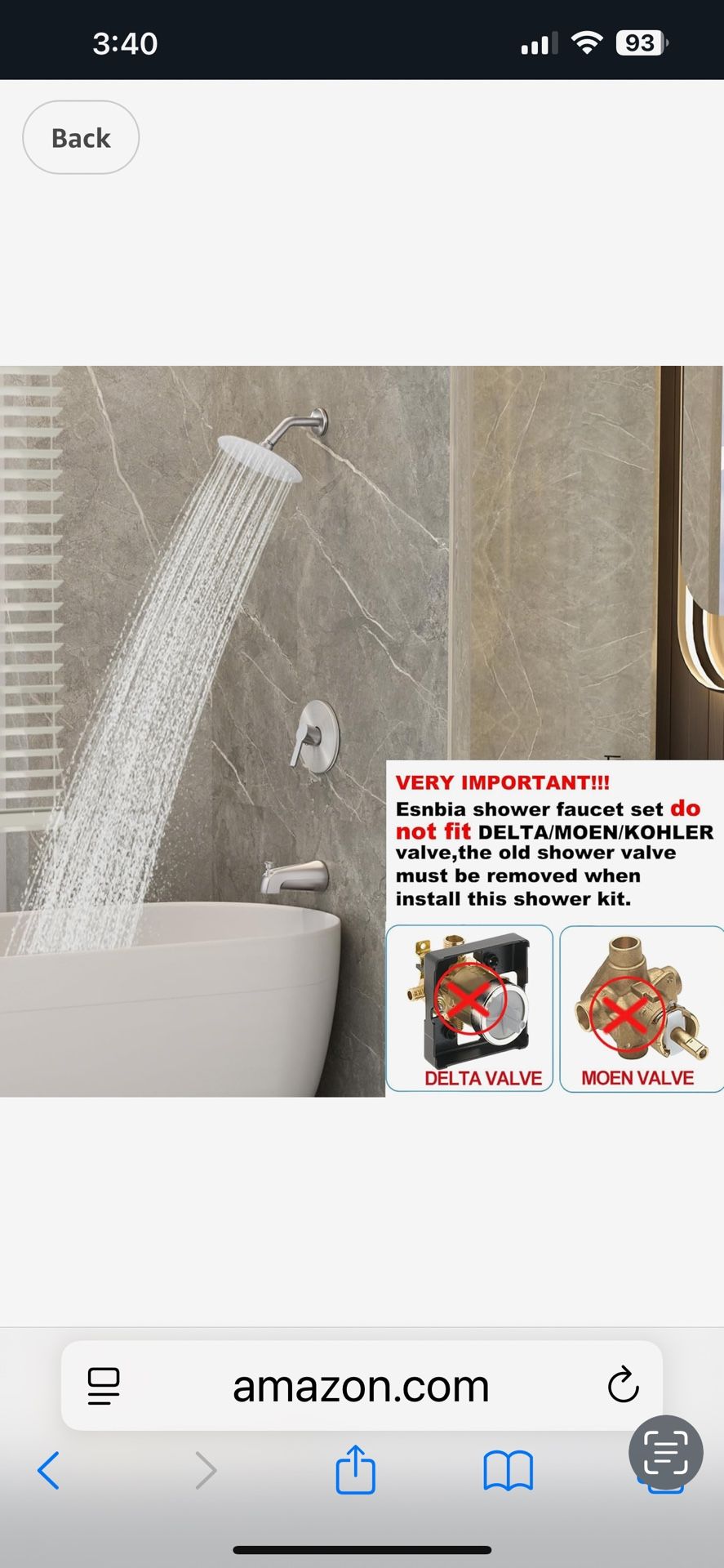 Black Shower Faucet Set(Valve Included) with 9-Setting Rain Shower Head black and nickel C3 $50