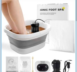 Ionic Foot Bath Detox Machine-Foot Detox Machine with 2 Ionic Arrays,Foot Spa with Foldable Foot Soaking Tub,80 Disposable Foot Bath Liner,1 Detox Sea