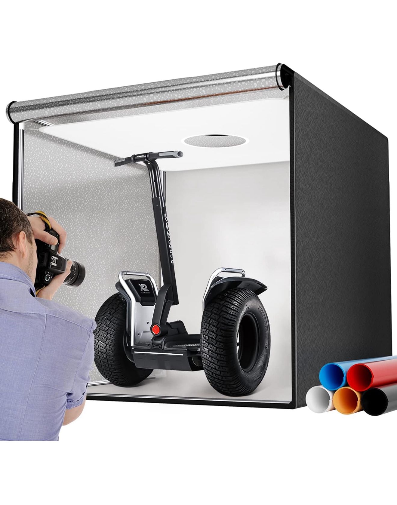 Takerers Photo Studio Light Box,39x39 Inch/100x100cm 210 LED Professional Photo Background Shooting Tent with 3 Stepless Dimming Light Panel, Lightbox