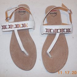Alpine Swiss White Strap Sandals Size 9