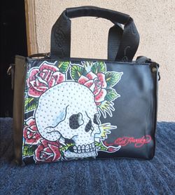 ED Hardy  Bag Black Tote Bag Bling Skull and Roses Logo Handbag Crossbody Purse Brand New Only Used Once!.