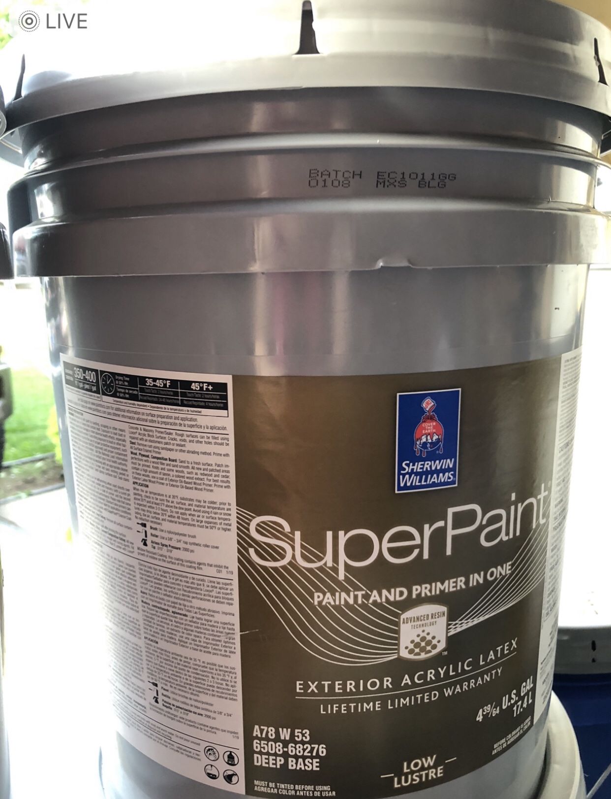 Light Brown / EXTERIOR Sherwin Williams Paint 5 Gallon Bucket $70 . NEW Unopened ! Retail Price $350.