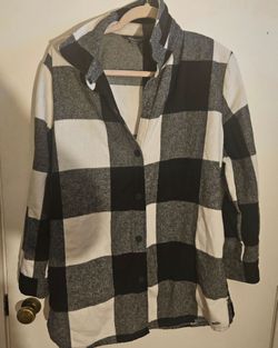 Eddie Bauer Black & White Buffalo Check Womens Button-Down Shirt (S)