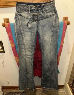 Women's Flare Jeans with Belt Detail