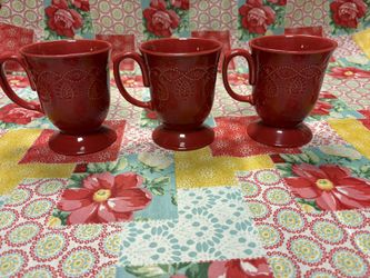 3 Pioneer Woman Red Coffee Mugs